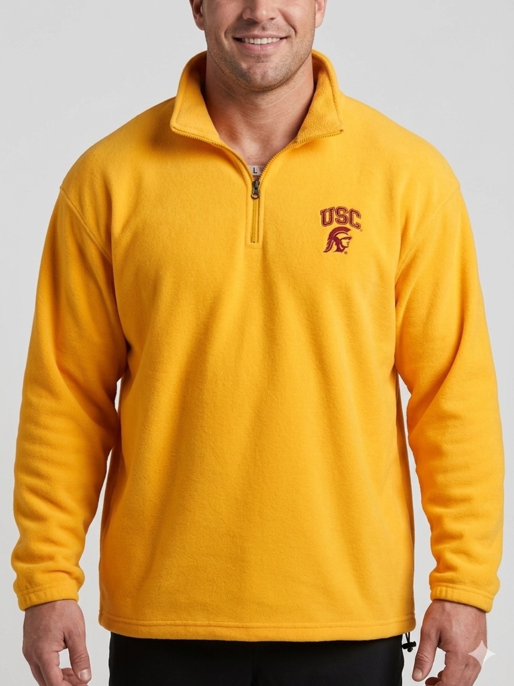 Yellow and Burgundy USC Gold Quarter-Zip Fleece Pullover for Men XL